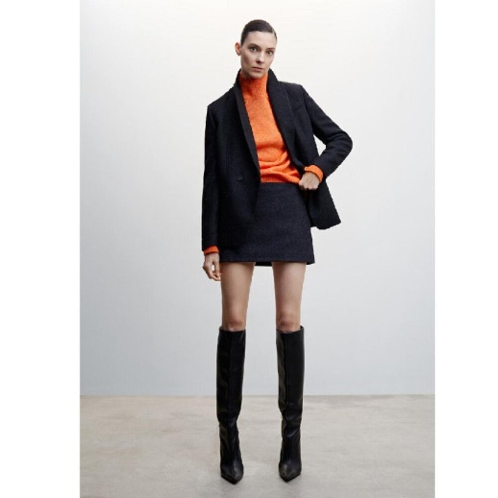 Mango Turtleneck Sweater with Seams in Orange size S